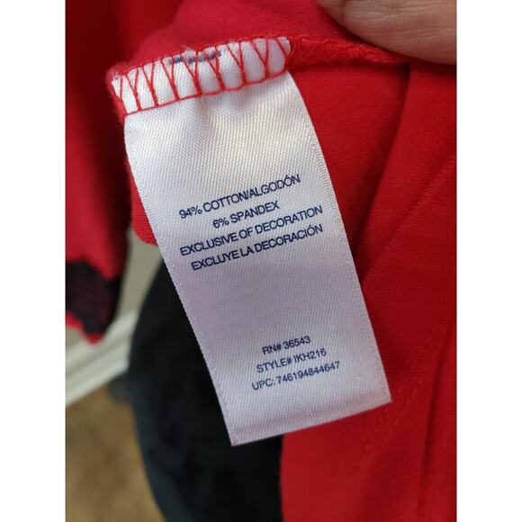 Women's IZOD Red Lace Shoulder Long Sleeve Top with Black Lace Detail Size M - Picture 9 of 11